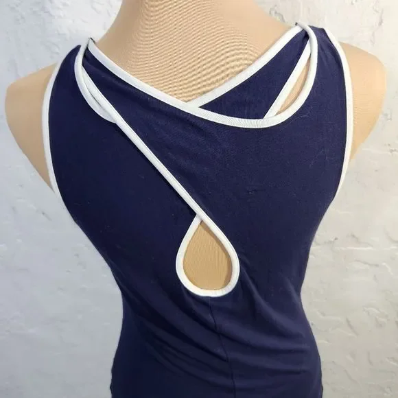 5x$25 Banana Republic blue white contrast stretchy minimalistic tank XS - Picture 4 of 9